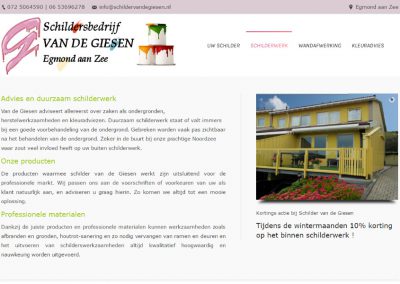 Webdesign en hosting Schilder van de Giesen in Egmond